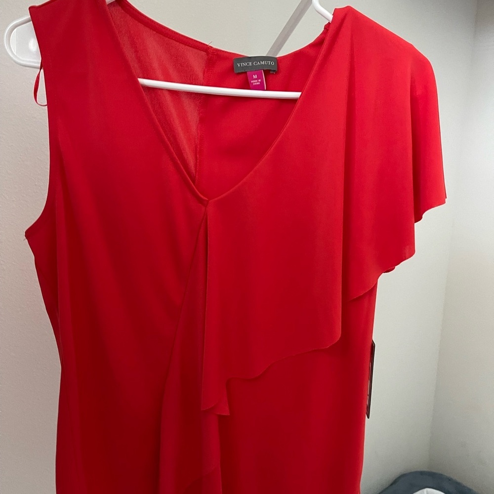 Vince Camuto Red Asymmetrical One-Shoulder blouse